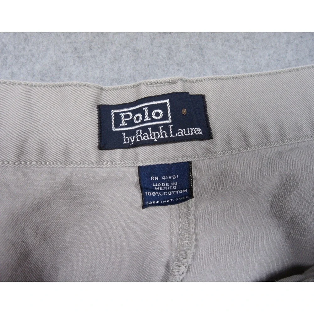 Polo Ralph Lauren Men 42 Philip Chino Shorts Beige Khaki Cotton Twill Flat Front